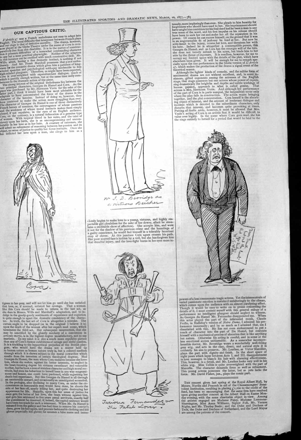 Old Captious Critic L'Article Cora Beeches Fernandez Fatal Lover 1877 Victorian
