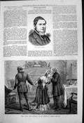 Antique Old Print Richard Johnson Scene Vicarage Prince Wales Theatre 1877 19th
