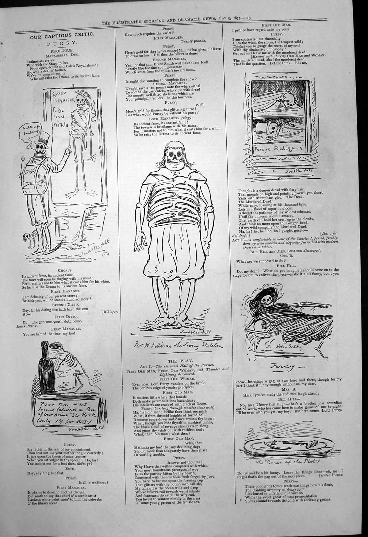Old Captious Critic Pursy Poor Tom Living Skeleton Percys Reliques 18 Victorian