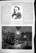 Original Old Antique Print Clerks Course Mr Langland Spearing Pike Sweden 1877