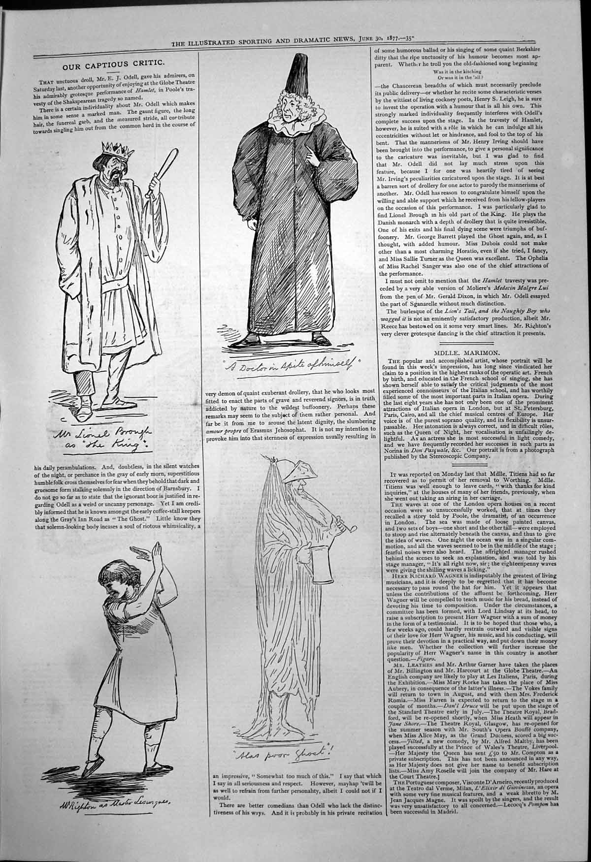 Old Captious Critic Hamlet Lionel Brough As King Master Lesurgues 187 Victorian