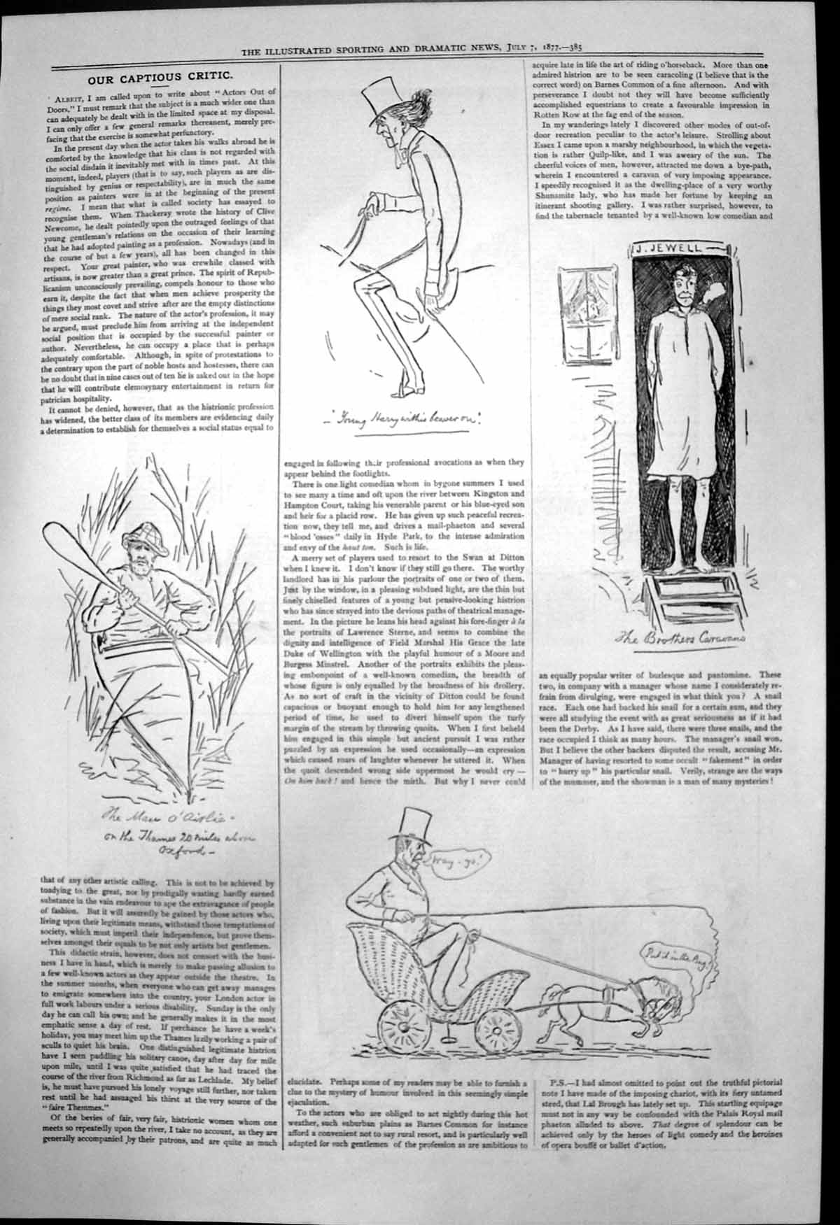 Old Print Captious Critic Man O'Airlie Young Harry Brothers Caravans 1877 19th