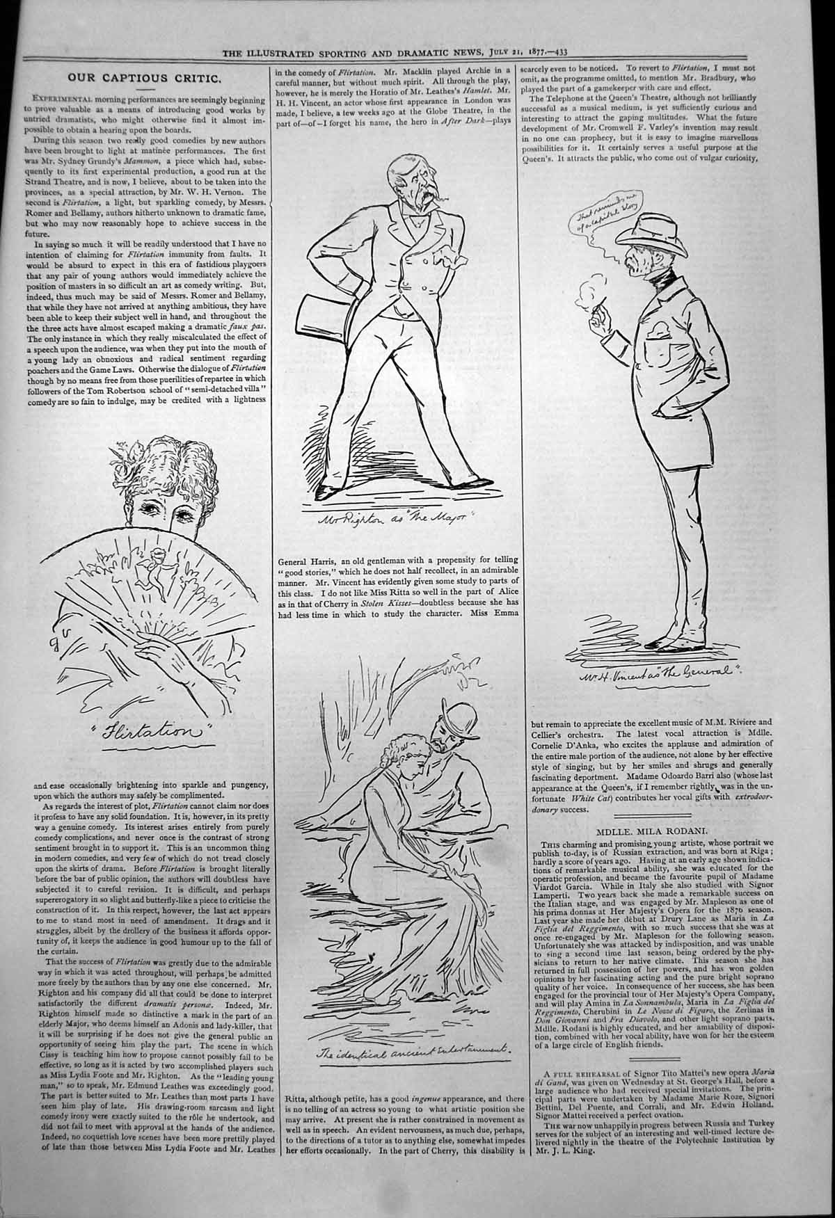 Old Captious Critic Flirtation Mr Righton Major Mr Vincent General 18 Victorian
