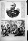 Original Old Antique Print Mr James Peddie Scene Mosenthals Drama Maryna 1877