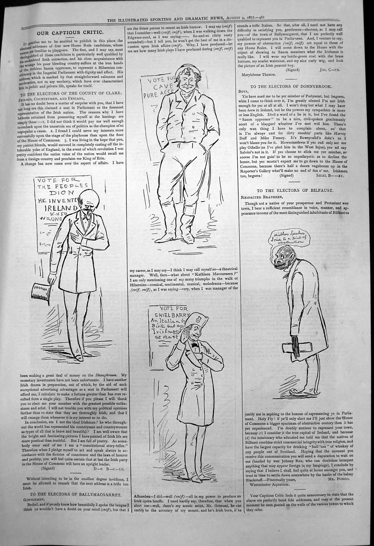 Old Captious Critic Electors County Clare Ireland Ballymacgarret 1877 Victorian