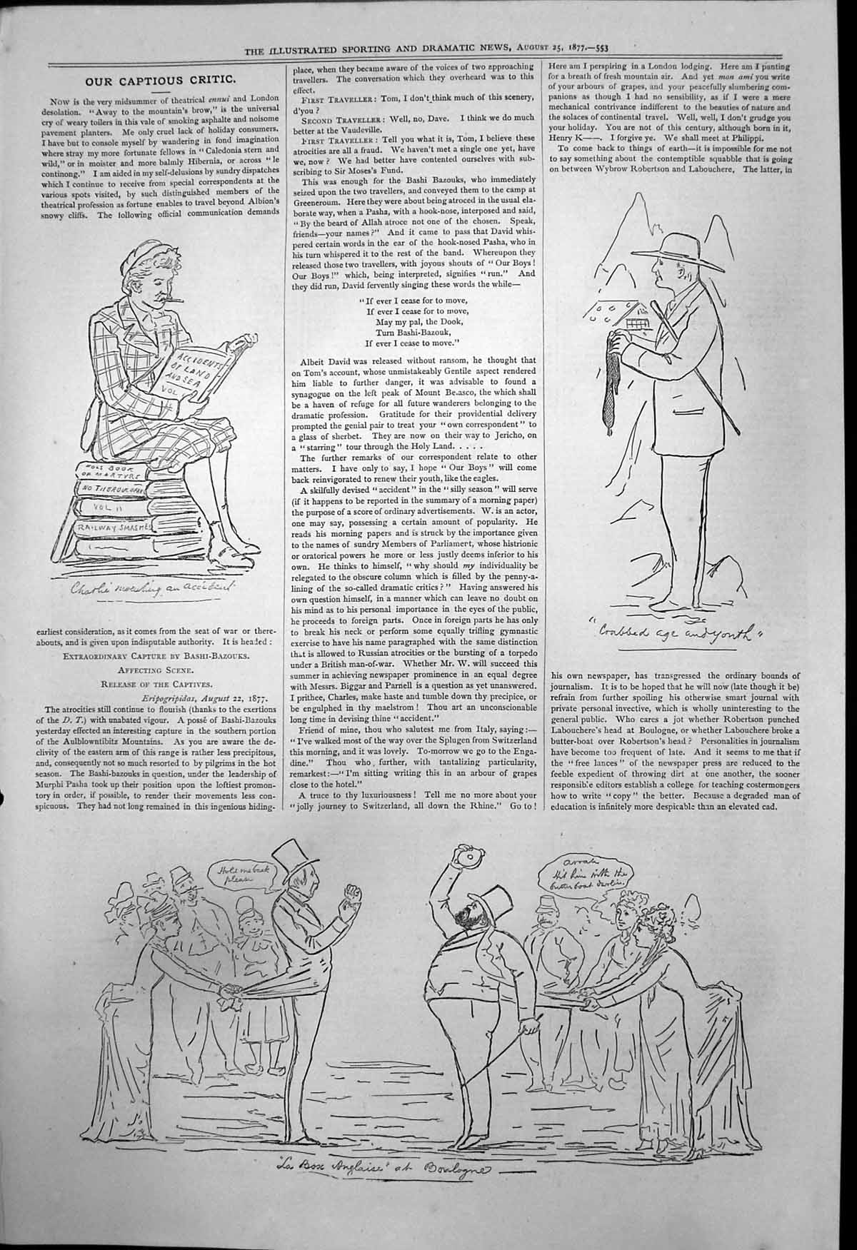Antique Print Captious Critic Accidents Land Sea Capture Bashi Bazouks 1877