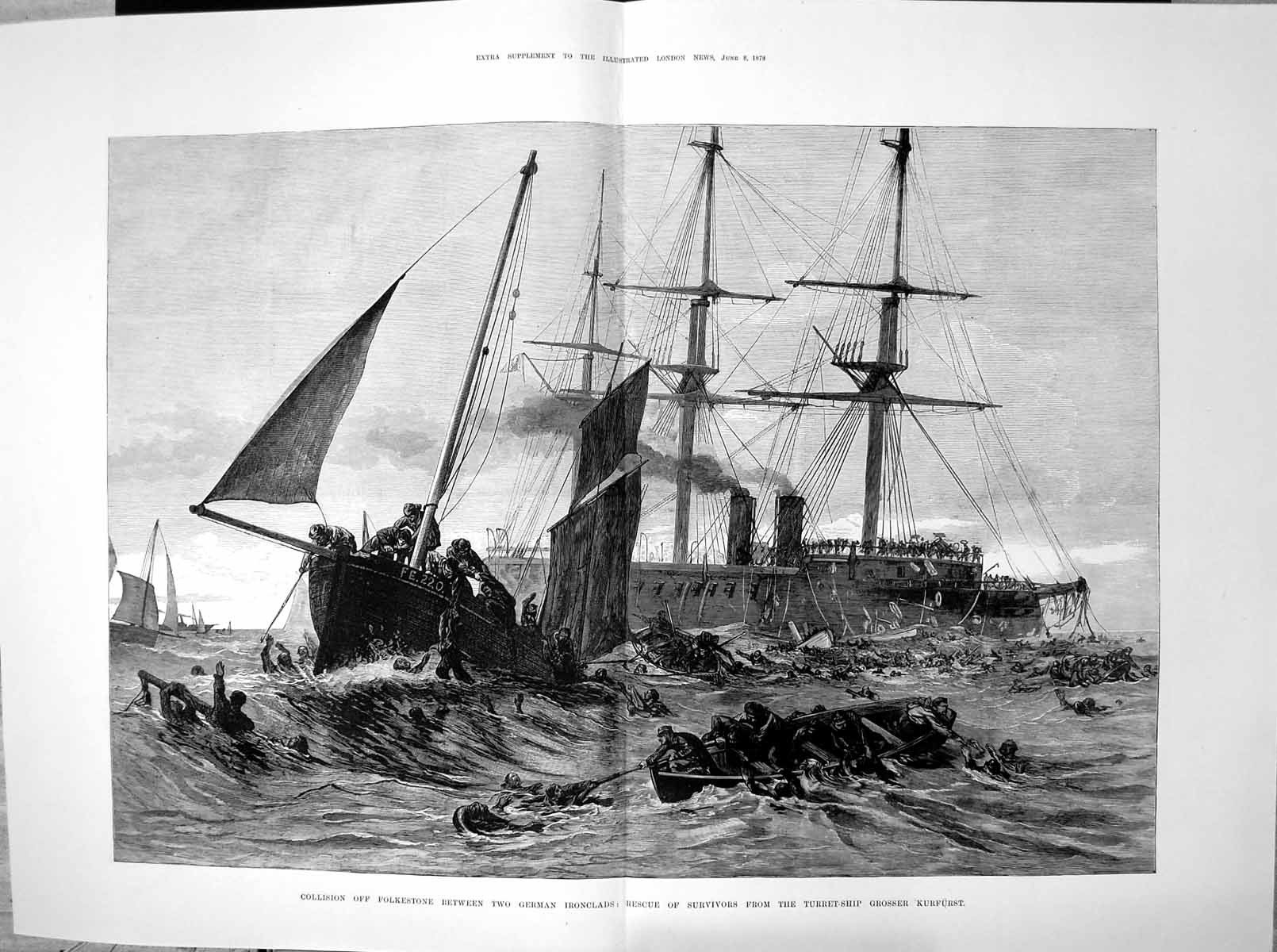 Old Collision Folkestone German Ironclads Rescue Survivors Kurfurst18 19th