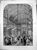 Original Old Antique Print Reception Foreign Office Honour Queens Birthday 1878