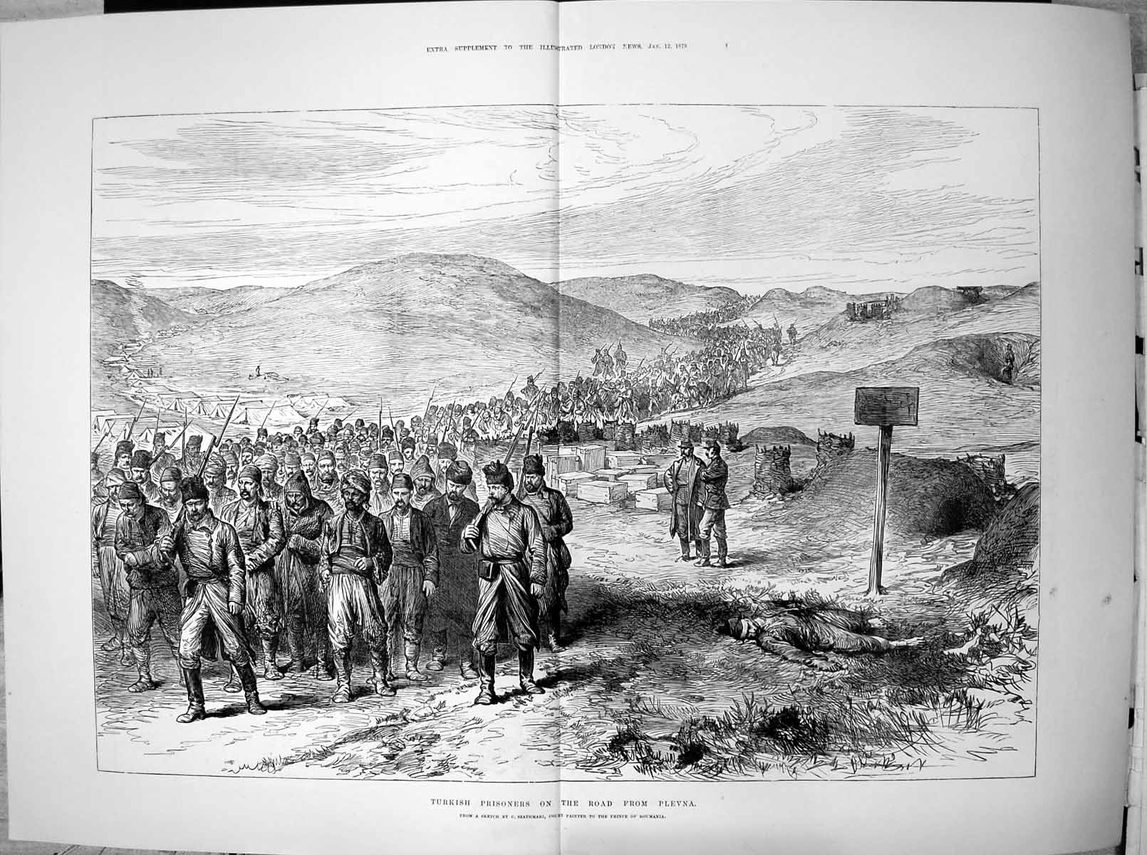 Old Turkish Prisoners Road Plevna Szathmari Painter Prince Roumania18 19th