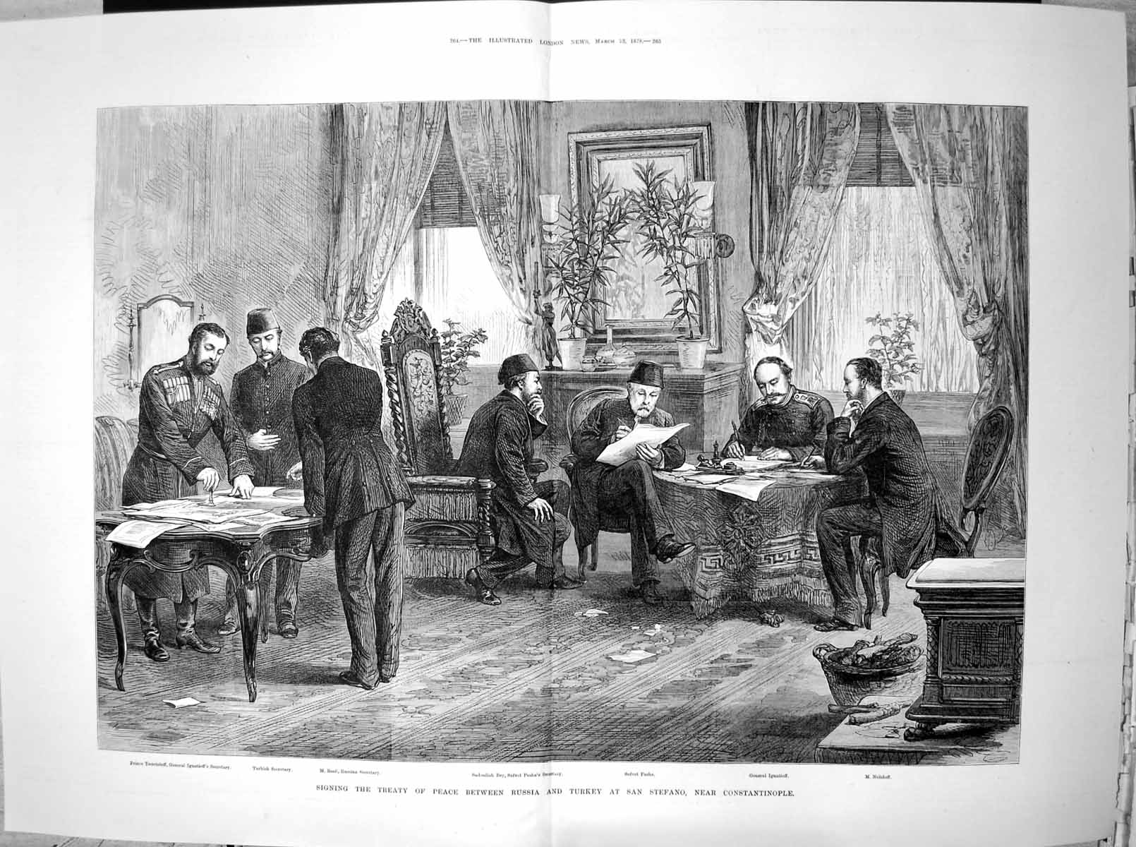 Old Signing Treaty Peace Russia Turkey San Stefano Constantinople 187 Victorian