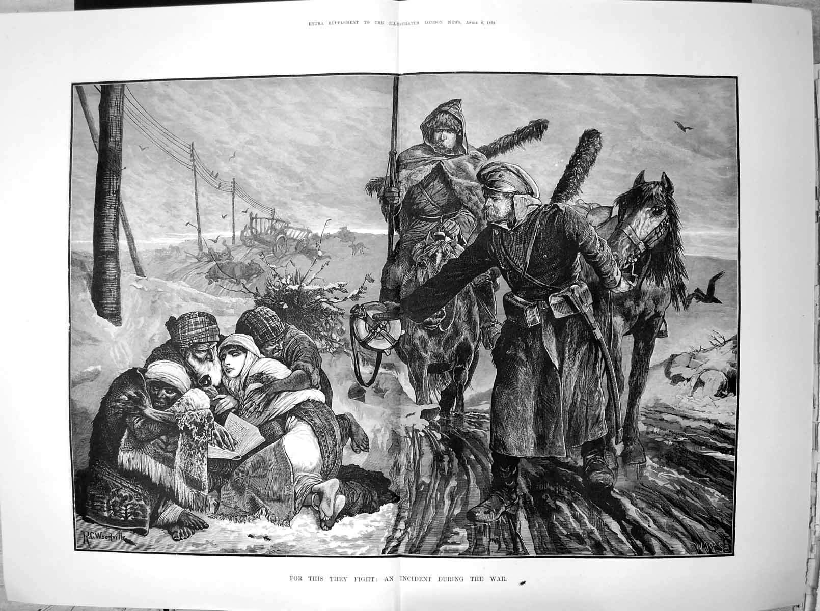 Antique Old Print For This They Fight Incident During War Shelter Enemy 1878