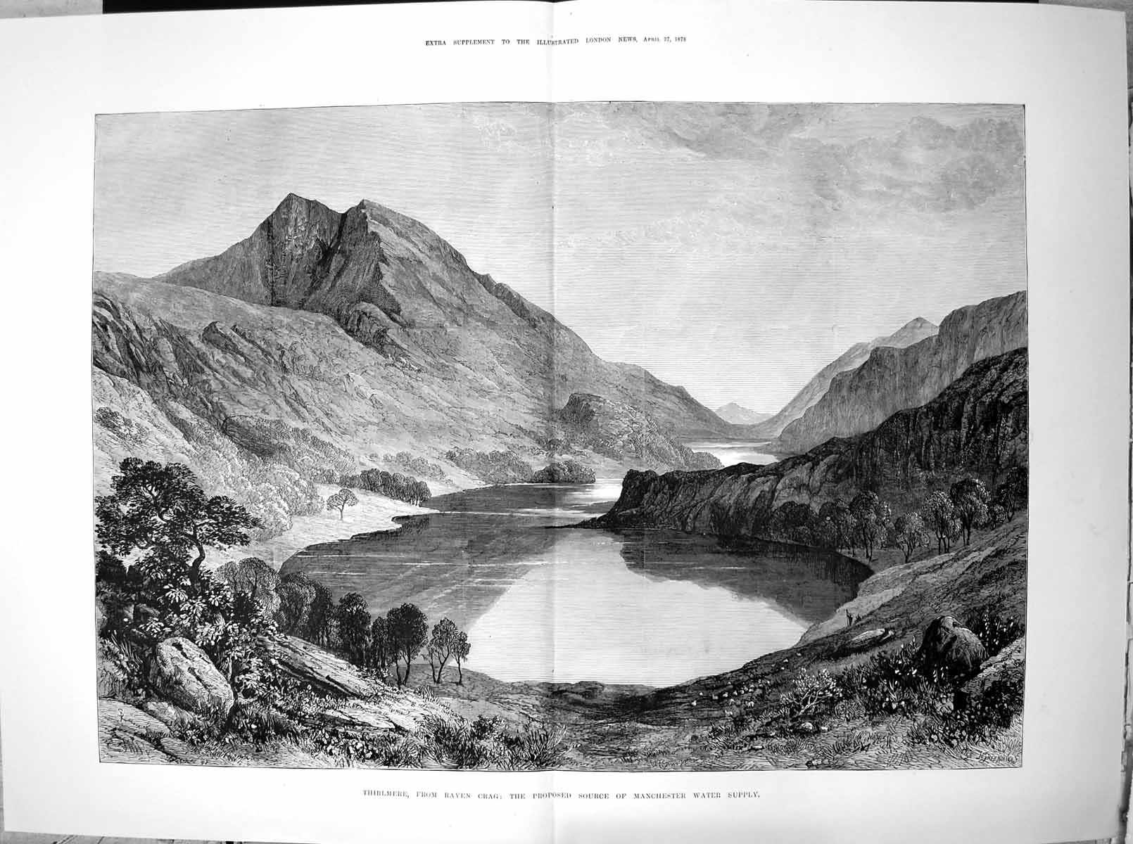 Old Thirlmere Raven Crag Proposed Source Manchester Water Supply 1878 Victorian