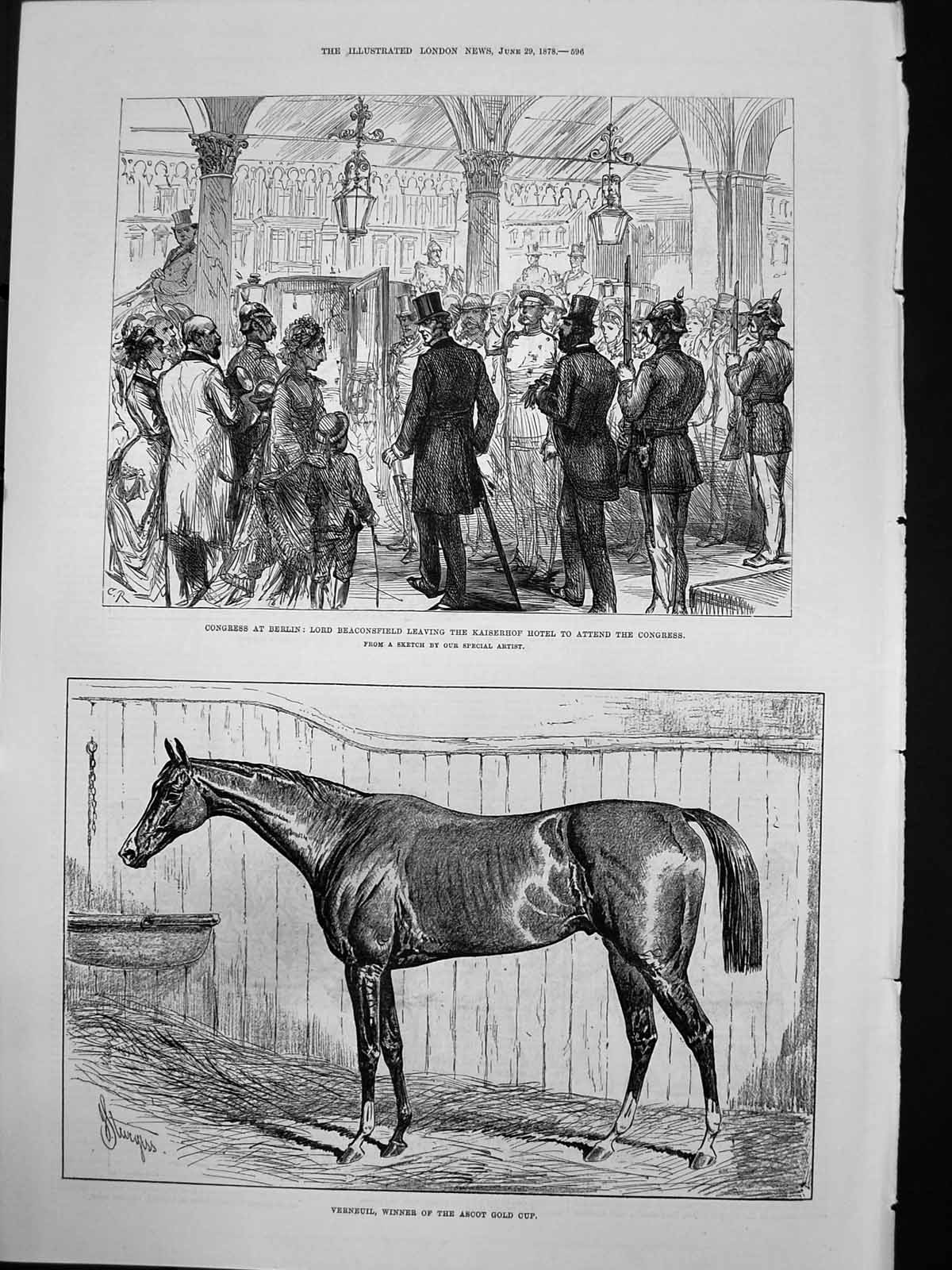 Antique Print Verneuil Winner Ascot Congress Berlin Lord Beaconsfield 1878 19th
