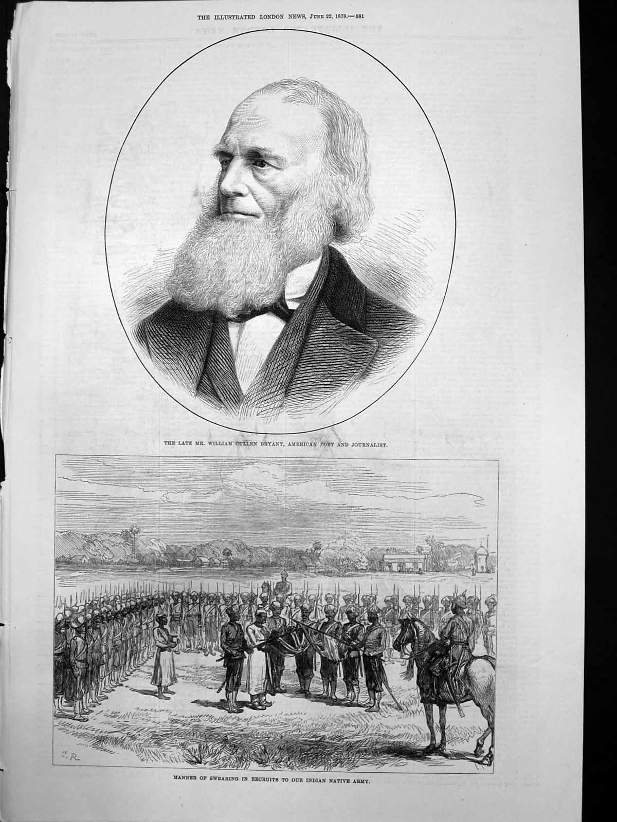 Old Swearing In Recruits Indian Army William Cullen Bryant Poet 1878 Victorian