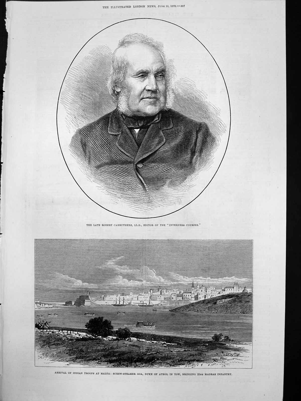 Old Robert Carruthers Inverness Courier Arrival Indian Troops Malta18 19th