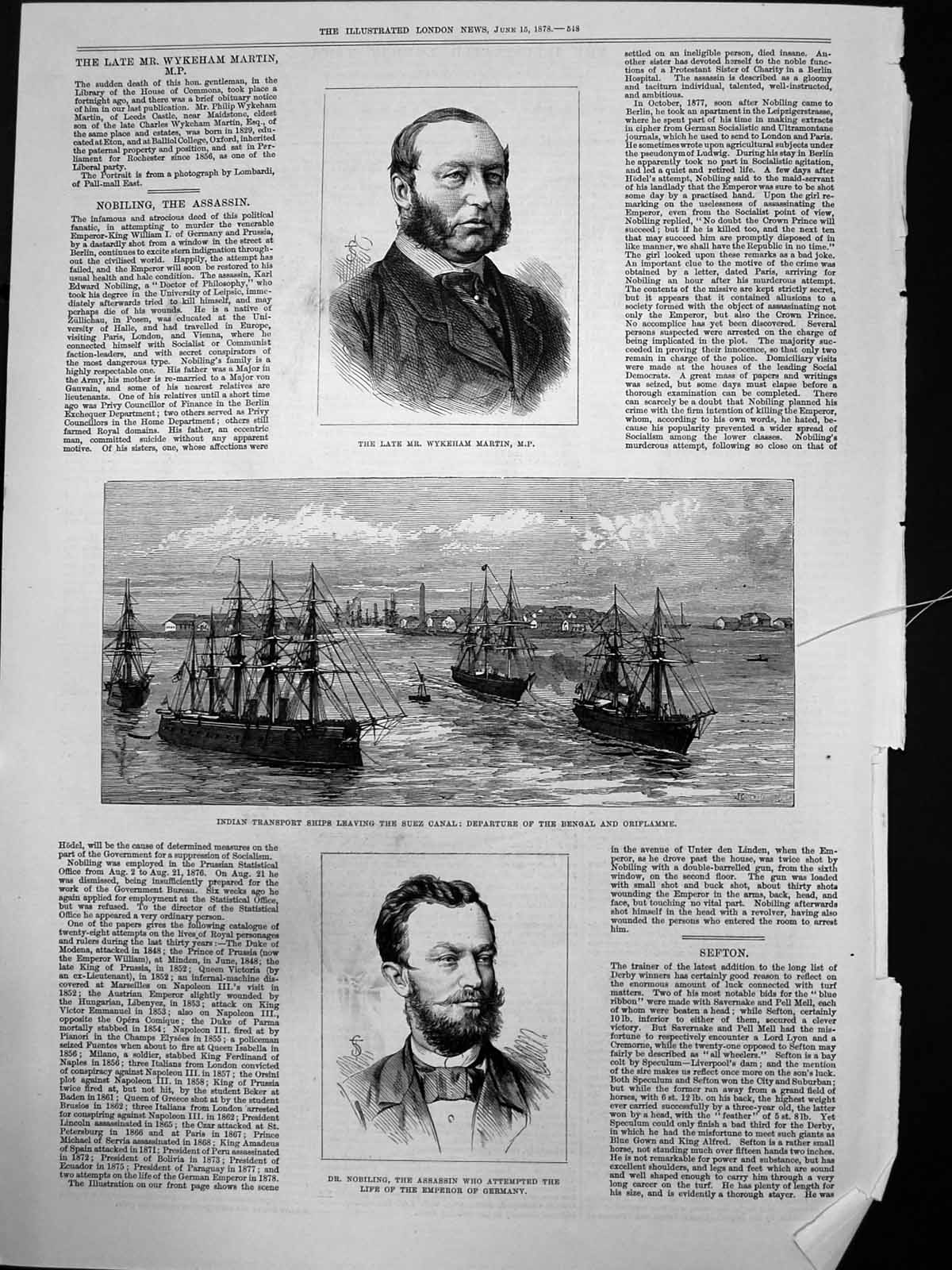 Old Indian Transport Ships Suez Canal Wykeham Martin Dr Nobiling 1878 Victorian
