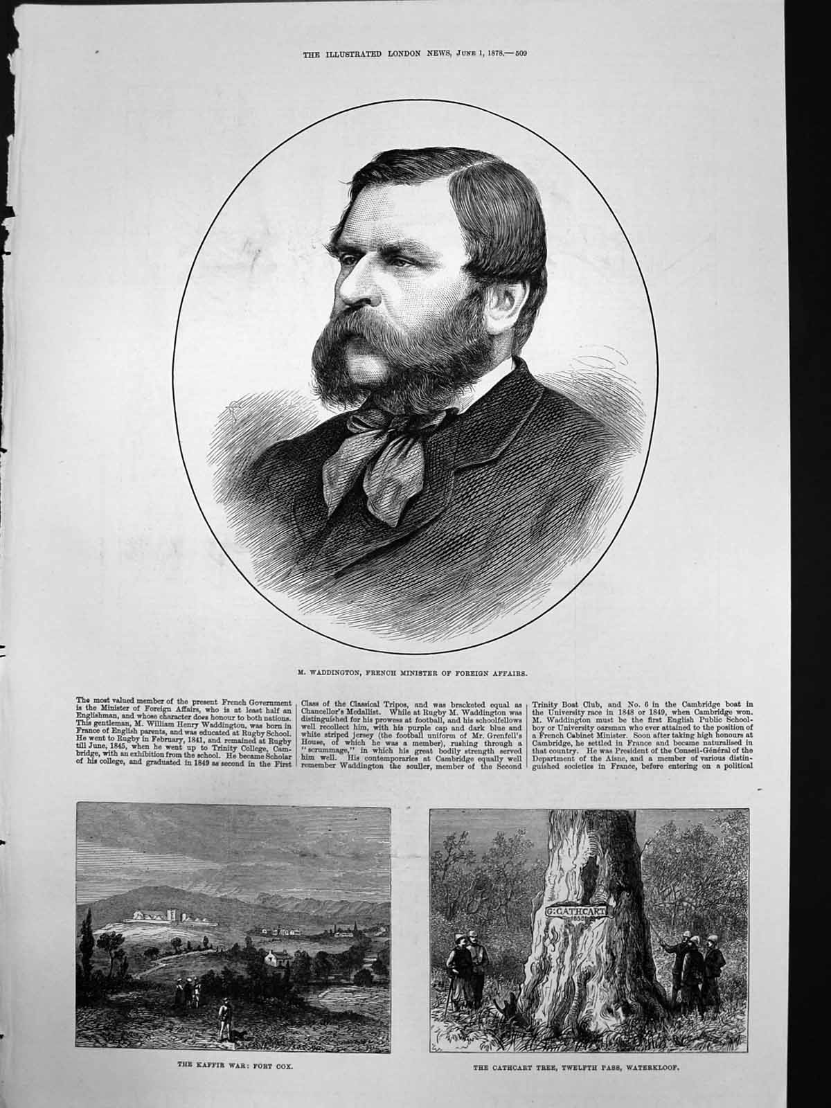 Old Antique Print M Waddington French Minister Cathcart Tree WaterkloI878
