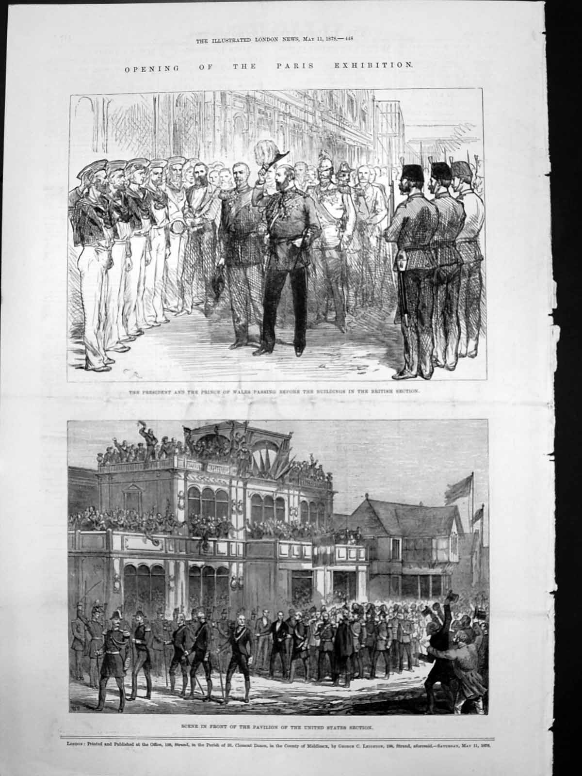 Old Opening Paris Exhibition President Prince Wales Pavilion U S 1878 Victorian