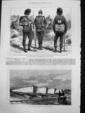 Antique Print Oliver Magazine Infantry Siers Troop Boats Chatham Dock 1878 19th