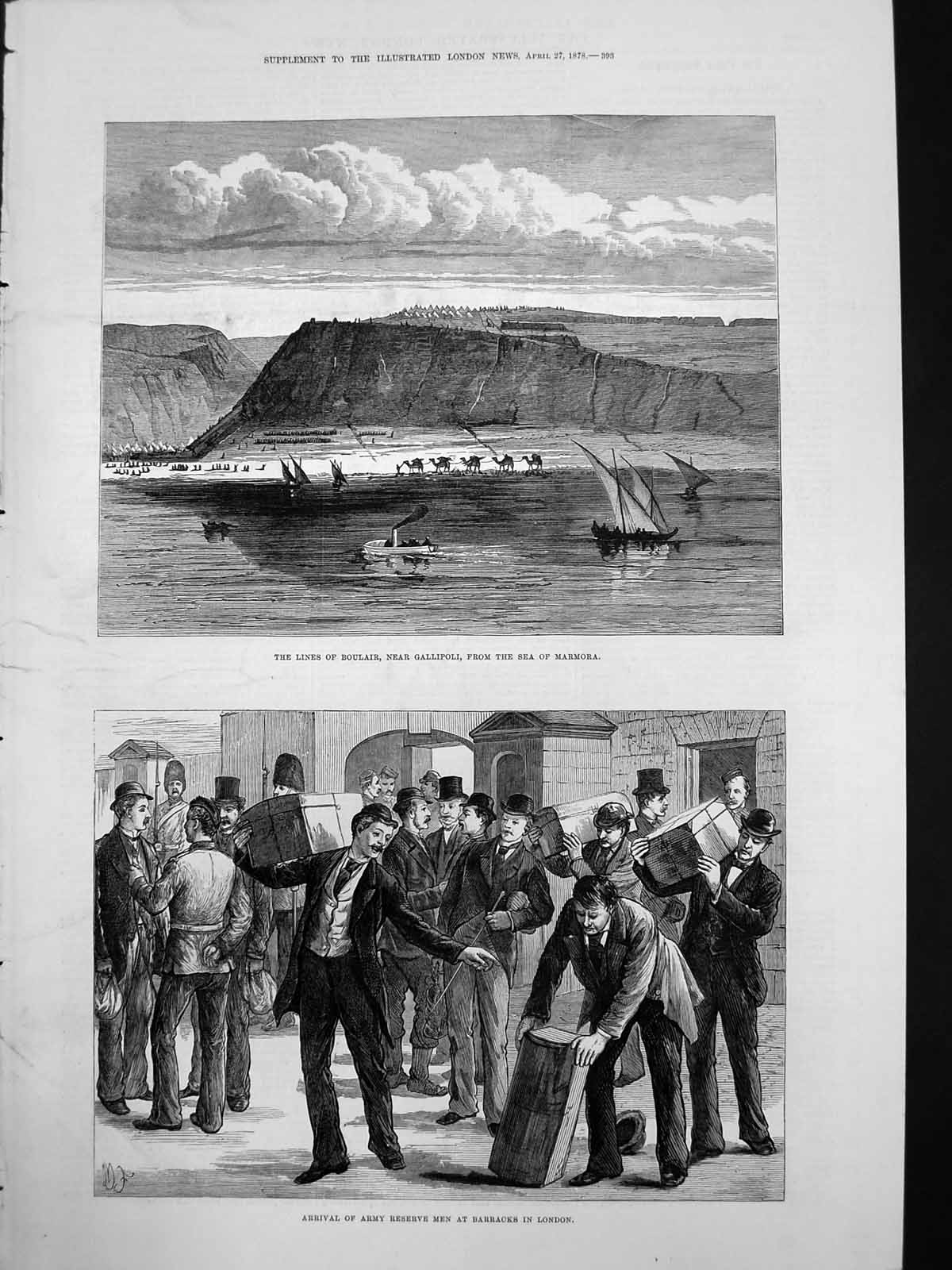 Antique Print Lines Boulair Gallipoli Army Reserve Men Barracks London 1878
