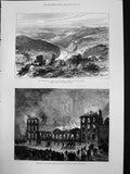 Old Print Fire Nelsons Ing Edinburgh Kaffir War Action Buffalo River 1878 19th
