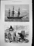 Old Print Hms Eurydice Last Voyage Dr Howards Method Treating Drowned1878 19th