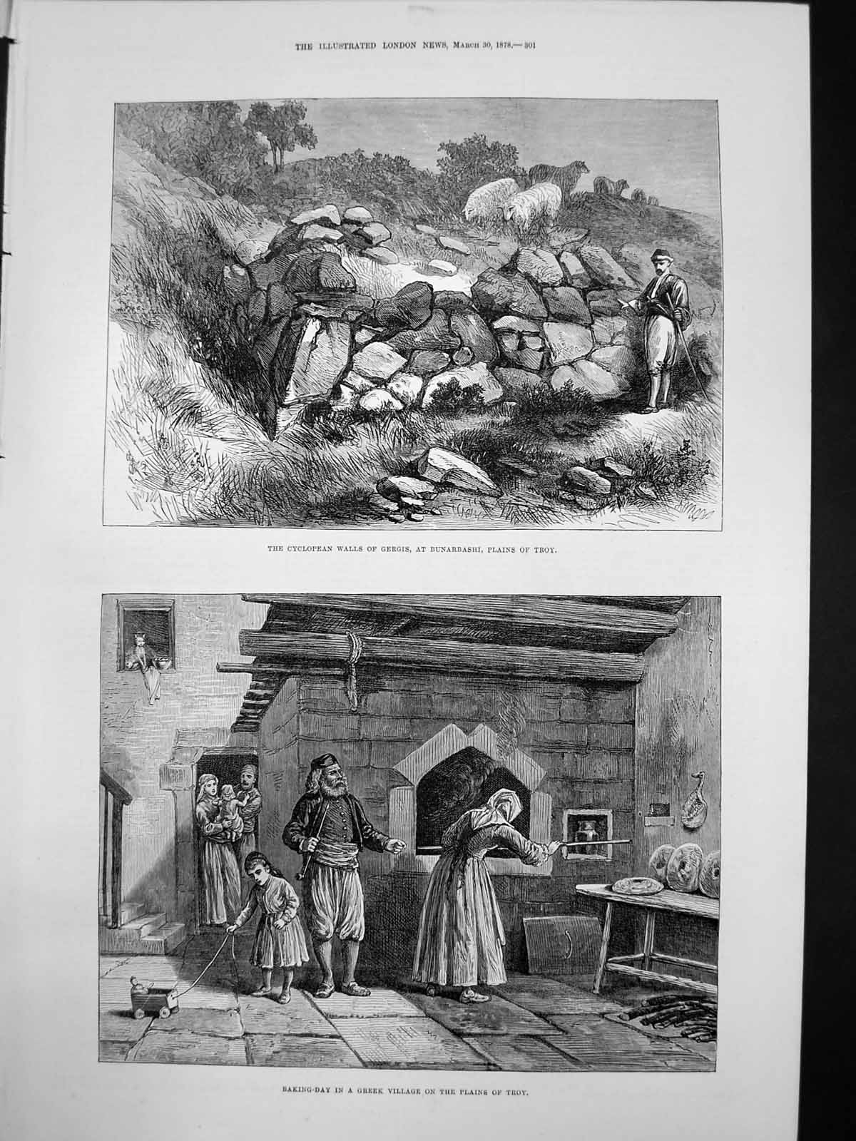 Old Cyclopean Walls Gergis Plains Troy Baking Day Greek Village 1878 Victorian