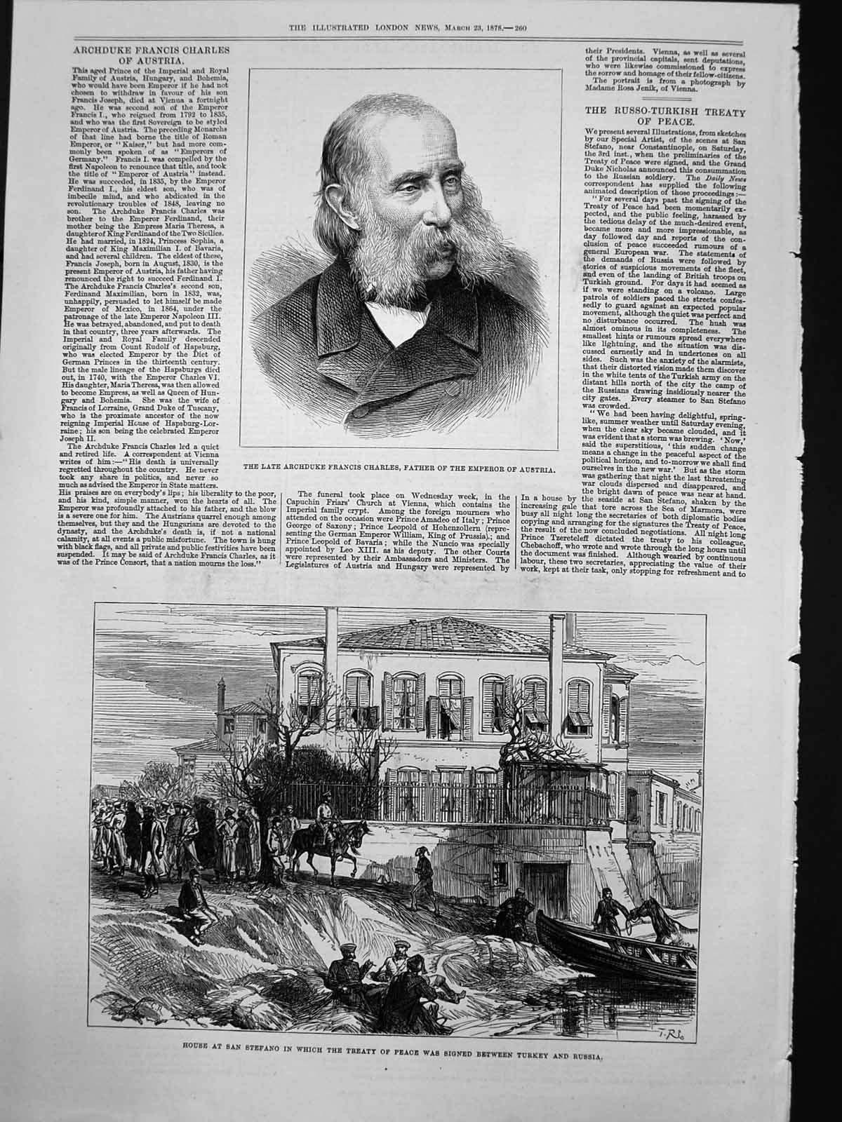 Old San Stefano Treaty Peace Turkey Russia Archduke Francis Charles