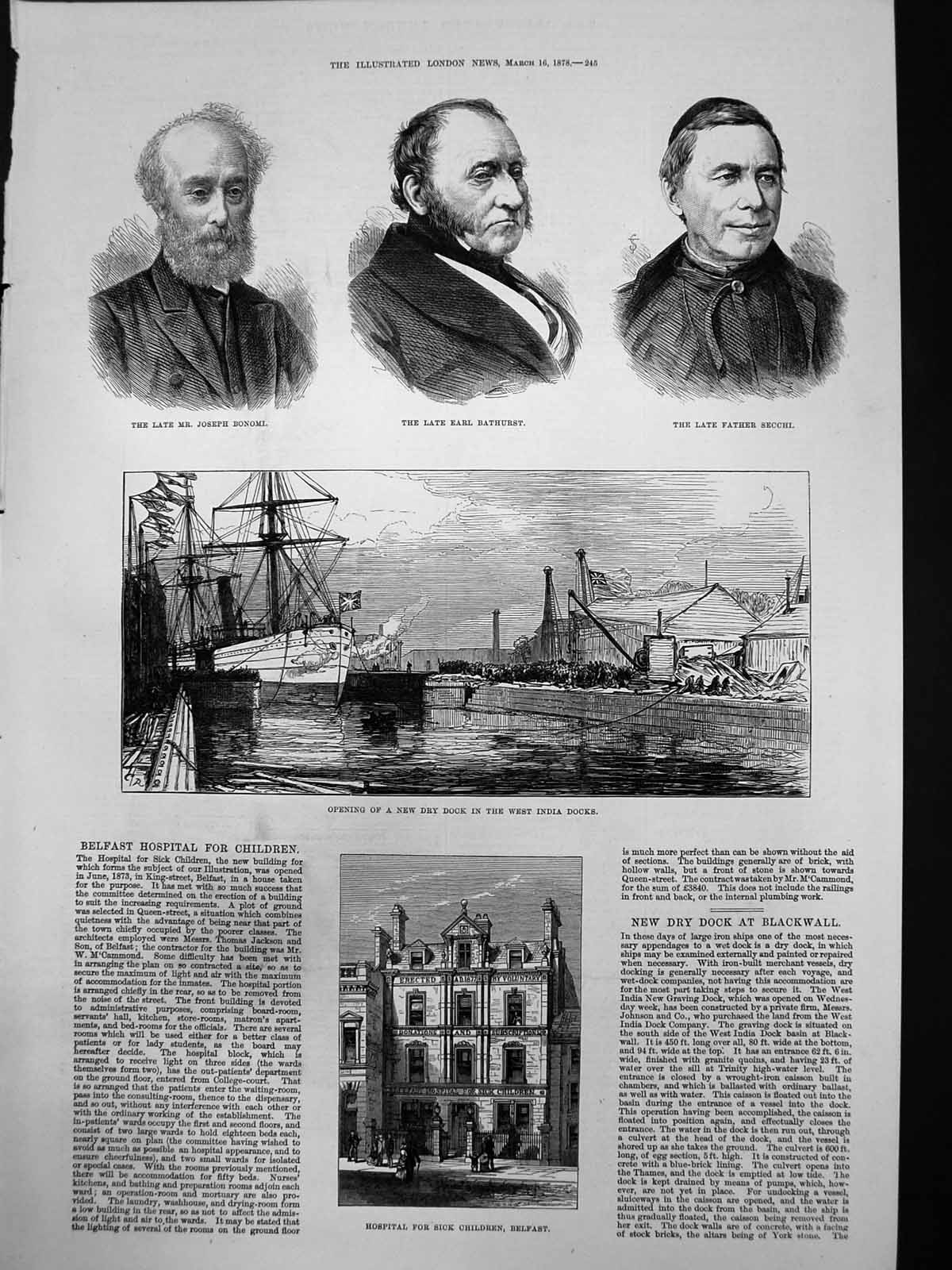 Old Hospital Children Belfast Dry Dock West India Dock Earl Bathurst