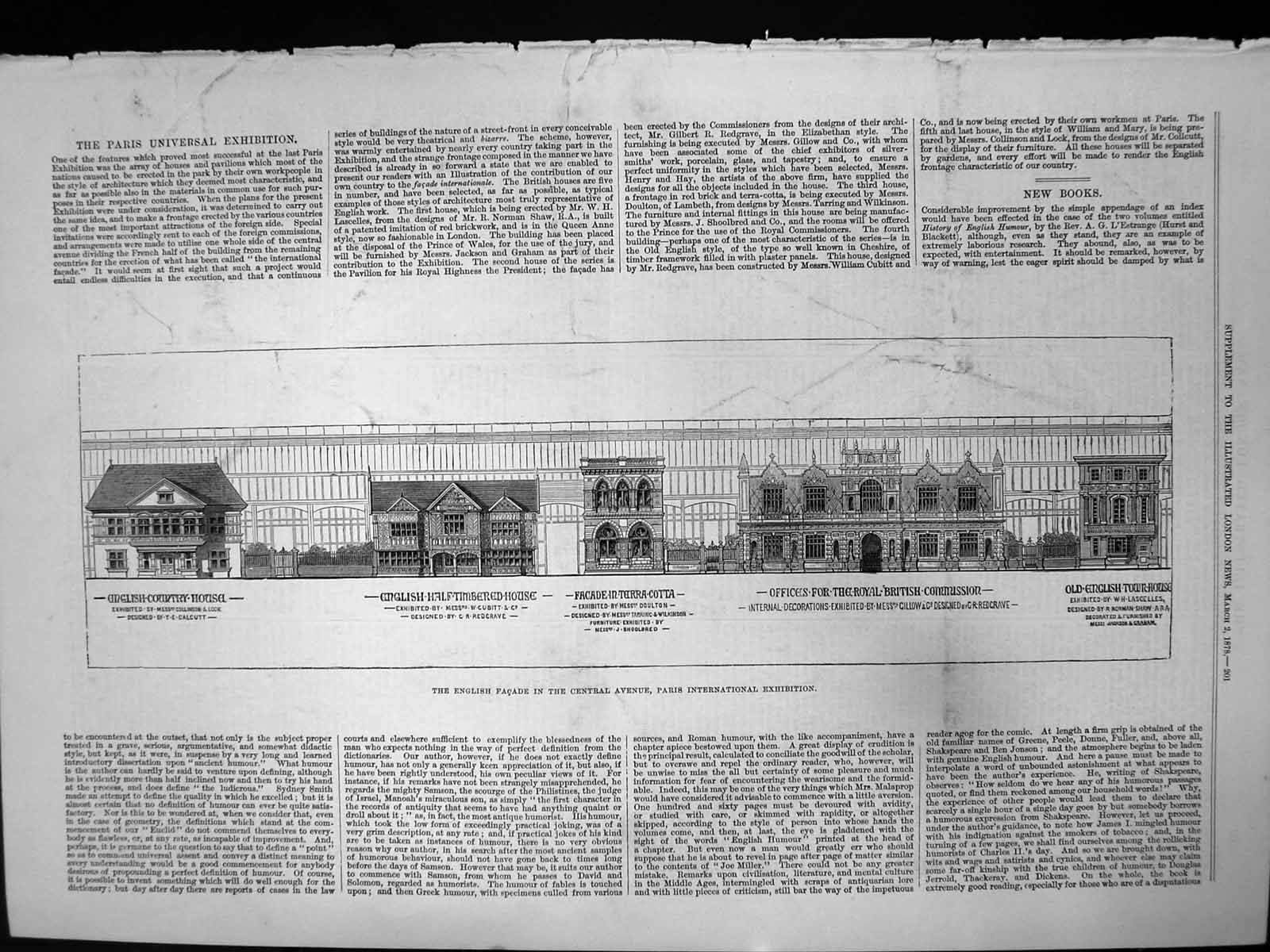 Old English Facade Central Avenue Paris International Exhibition 1878 Victorian
