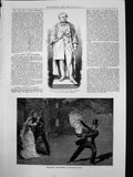 Antique Old Print Scene Sorcerer Opera Comique Statue Sir Cordy Burrows 1878