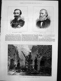 Antique Old Print Last Temple Bar Late General La Marmora Late M Raspail 1878