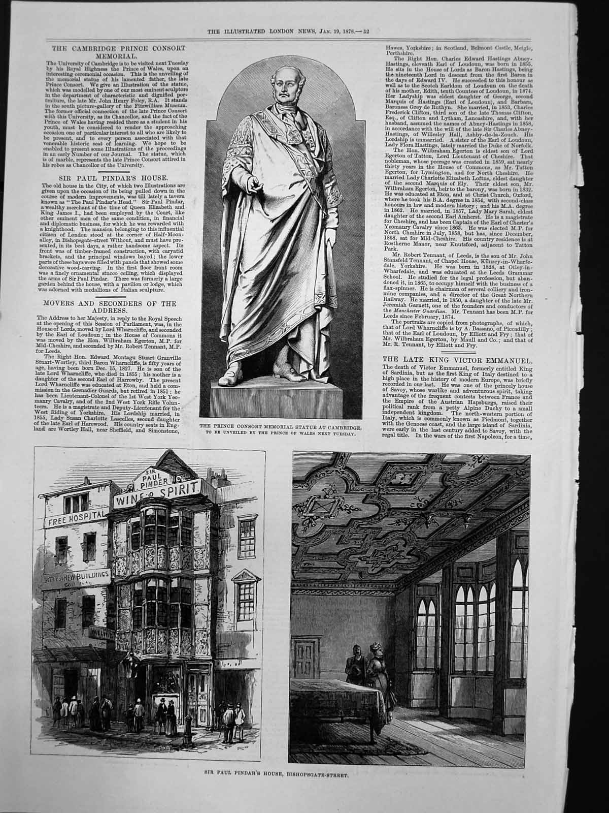 Old Sir Paul Pindars House Bishopsgate St Prince Consort Statue 1878 Victorian