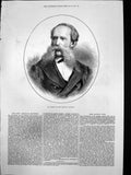 Original Old Antique Print Mr John Welsh New American Minister 1878 Victorian
