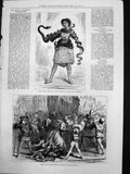 Old Print Lualla Abyssinian Snake Charmer Aquarium Pantomine Adelphi 1878 19th