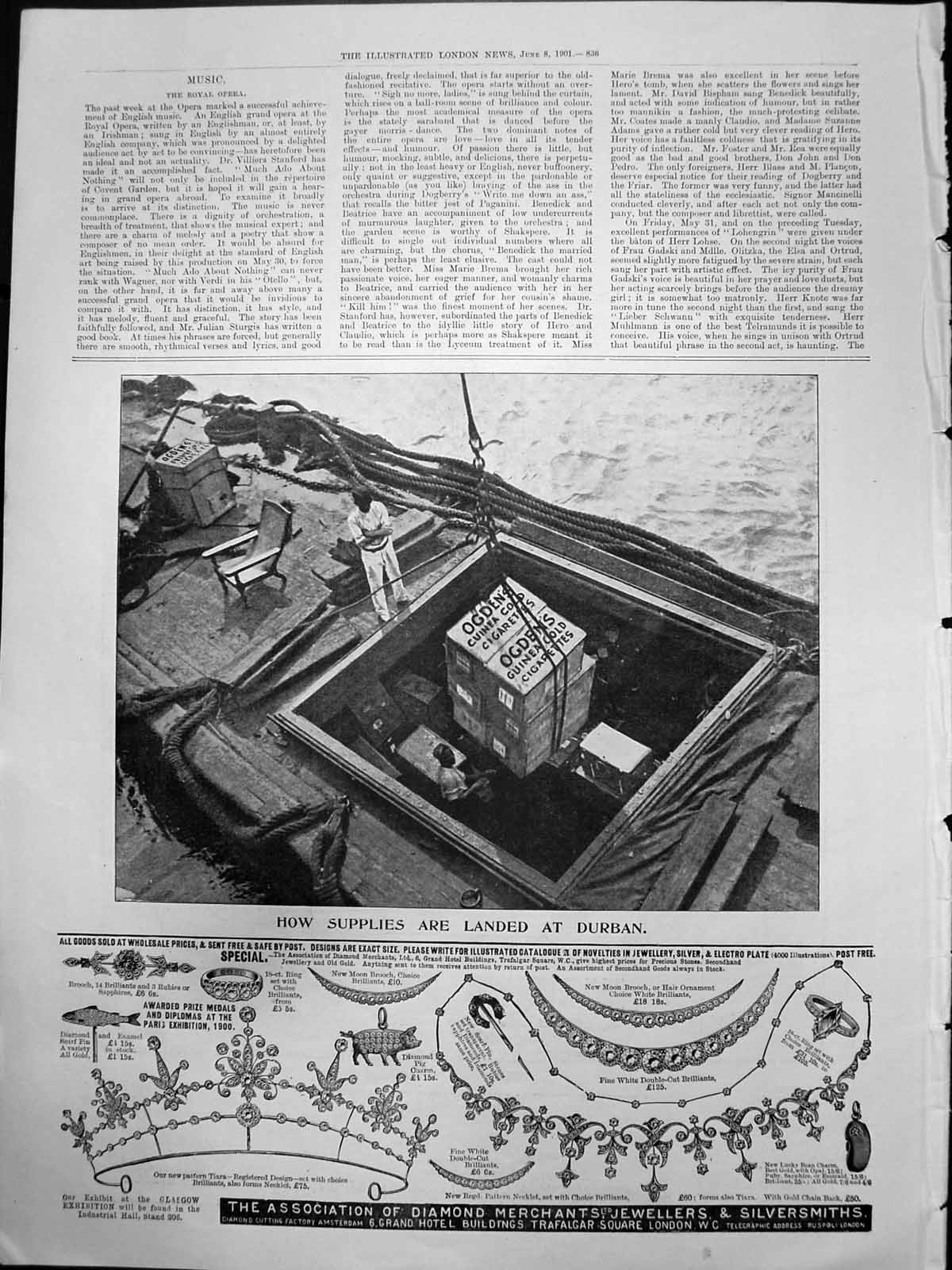 Antique Old Print Adverts Ogdens Guinea GCigarettes Diamond Jewellers 1901 20th