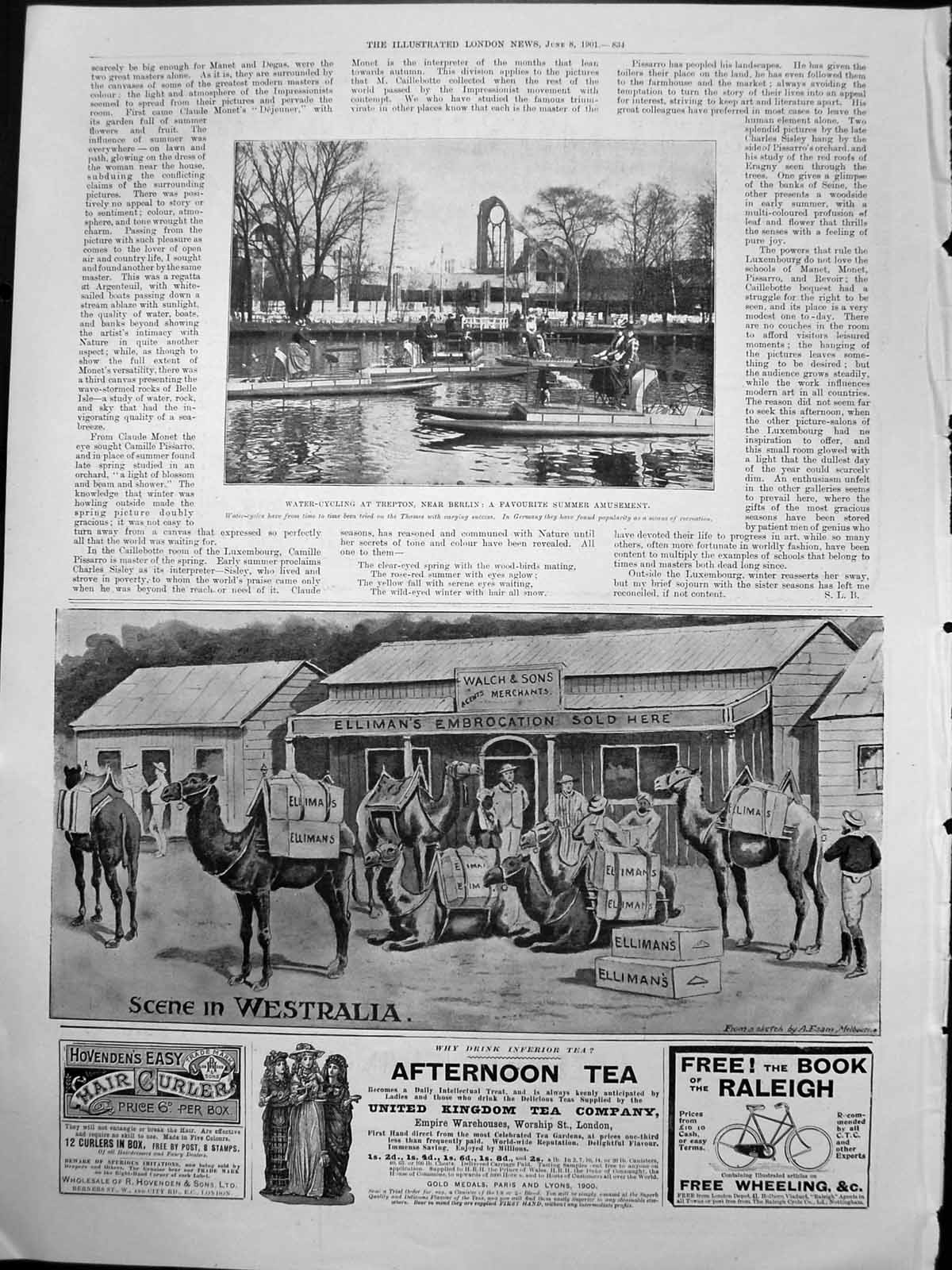 Old Water Cycling Trepton Berlin Ellimans Embrocation Westralia 1901 Victorian