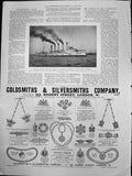 Old Antique Print New Russian Cruiser AskGsmiths Silversmiths London 1901 20th