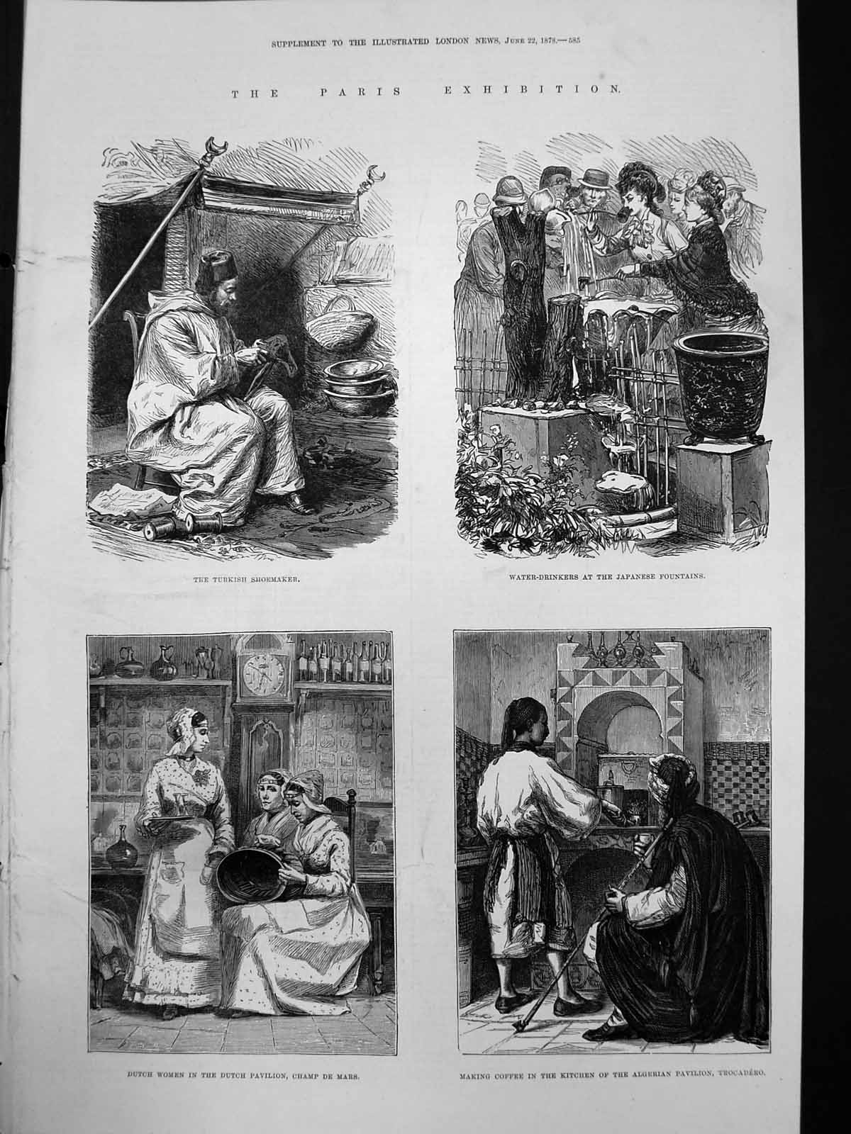 Old Paris Exhibition Turkish Shoemaker Dutch Women Champ De Mar 1878 Victorian