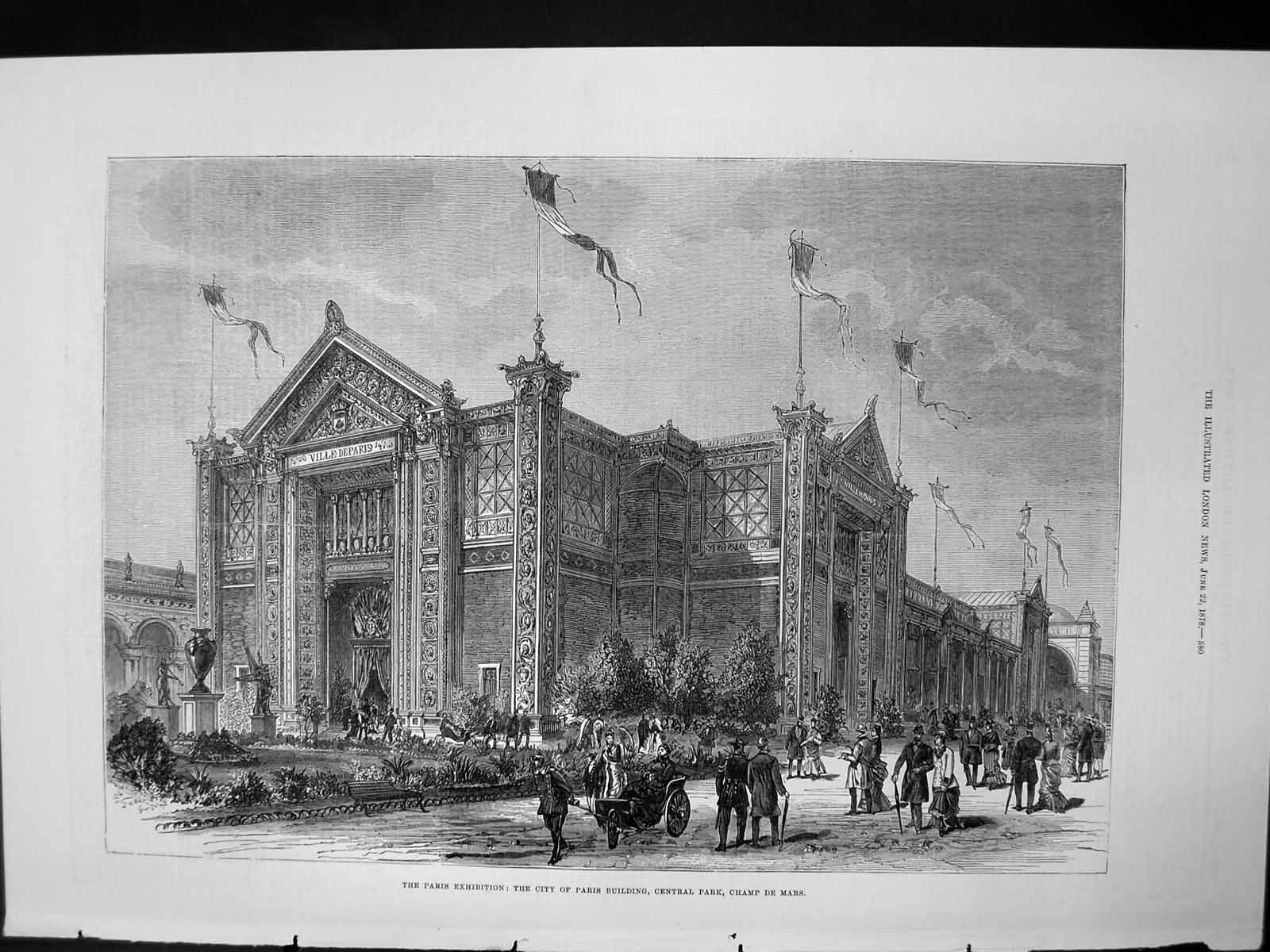Old Paris Exhibition City Paris Building Central Park Champ De Mars
