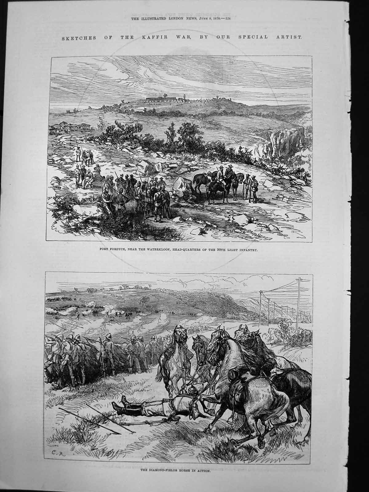 Old Kaffir War Diamond Fields Horse Action Fort Fordyce H Q Infantry1
