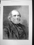 Original Old Antique Print Portrait Late Earl Russell Elderley Man Beard 1878