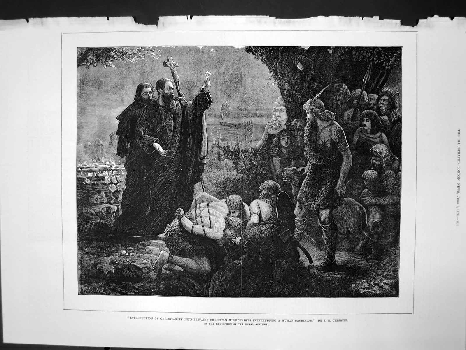 Old Christian Missionaries Interrupting Human Sacrifice J Christie 18 Victorian
