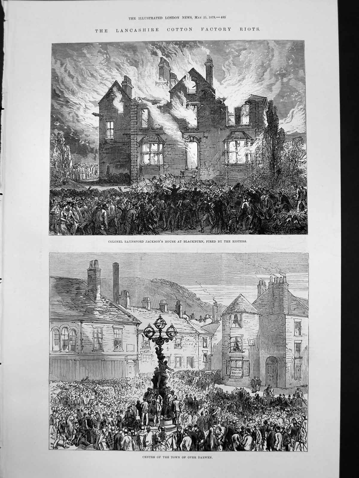 Old Lancashire Cotton Factory Riots Col Jacksons House Fire Rioters