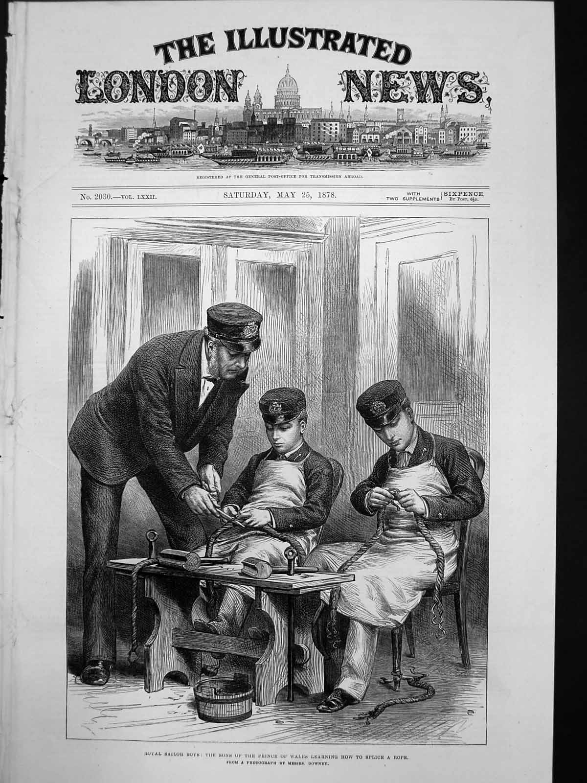 Old Royal Sailor Boys Sons Prince Wales Learning Splice Rope Downey