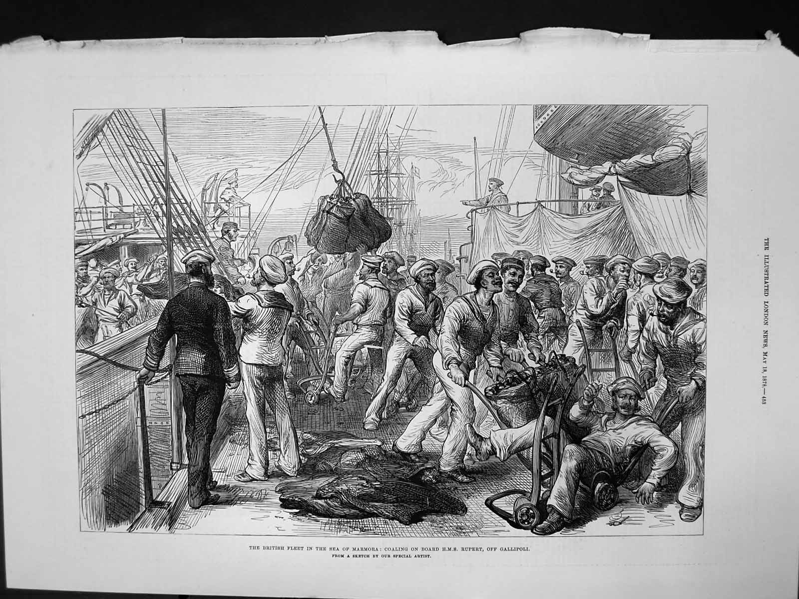Old British Fleet Sea Marmora Coaling On Board Hms Rupert Gallipoli