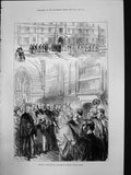 Original Old Antique Print Opening New Hall Library Keble College Oxford 1878