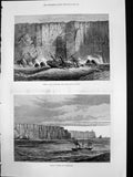 Original Old Antique Print Wreck Childwall Hall Cape St Vincent Lighthouse 1878