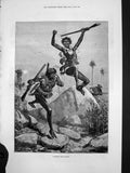 Old Antique Print Kaffir War Skirmish With Kaffirs Shooting Natives 1878 19th