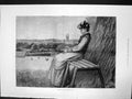 Antique Old Print Spring H S Marks Young Woman Reading Bench Field Hens 1878